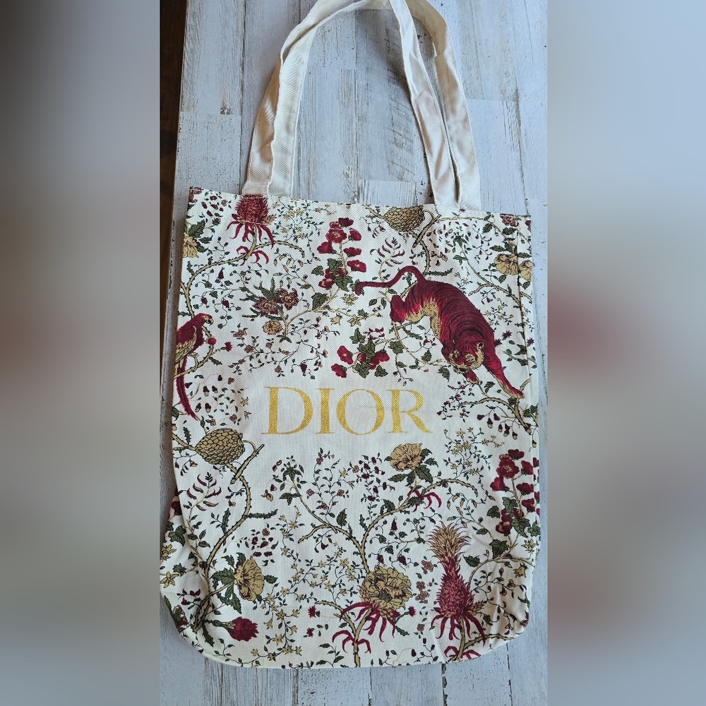 Dior Cream and Red Botanical Tote